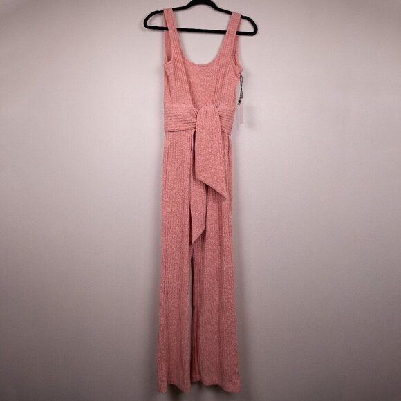 Saylor Molly pink ribbed sleeveless jumpsuit-M - Picture 1 of 4